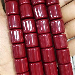 Red Resin Column Beads, approx 16-17mm