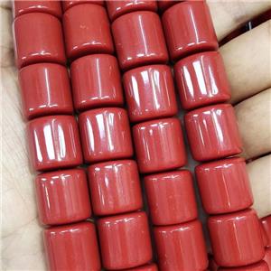 Red Resin Column Beads, approx 16-17mm