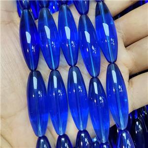 Blue Crystal Glass Rice Beads, approx 12-40mm