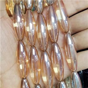 Champagne Crystal Glass Rice Beads, approx 12-40mm