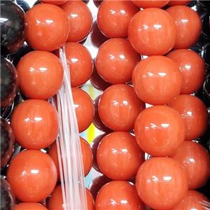 Orange Resin Beads Smooth Round, approx 18mm dia