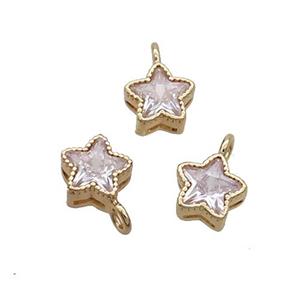Copper Star Pendant Pave Crystal Glass Gold Plated, approx 7mm