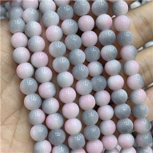 Ceramic Glass Beads Smooth Round Gray Pink, approx 8mm dia