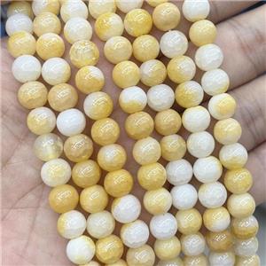 Ceramic Glass Beads Smooth Round Yellow, approx 8mm dia