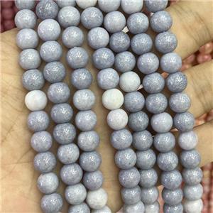Ceramic Glass Beads Smooth Round Gray, approx 8mm dia