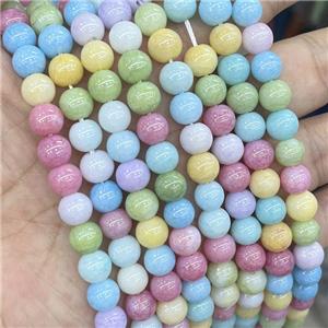 Ceramic Glass Beads Smooth Round Mixed Color, approx 8mm dia