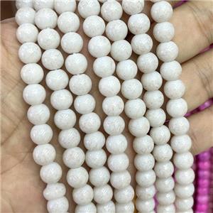 Ceramic Glass Beads Smooth Round White, approx 8mm dia