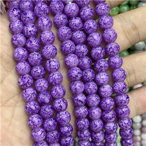 Purple Glass Beads Smooth Round, approx 8mm dia