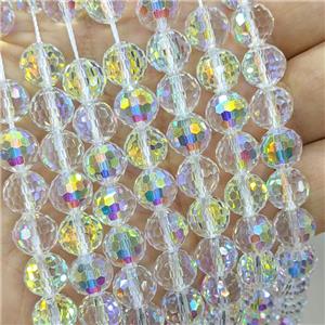 Chinese Crystal Glass Beads Clear Electroplated Faceted Round, approx 6mm