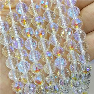 Chinese Crystal Glass Beads Clear Electroplated Faceted Round, approx 6mm