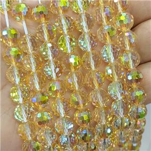 Golden Champagne Chinese Crystal Glass Beads Electroplated Faceted Round, approx 8mm