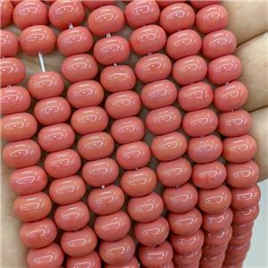 Jadeite Glass Beads Peach Dye Smooth Rondelle, approx 10mm
