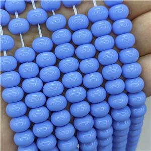 Jadeite Glass Beads Blue Dye Smooth Rondelle, approx 10mm