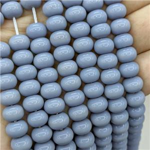 Jadeite Glass Beads SilverGray Dye Smooth Rondelle, approx 10mm