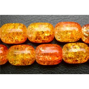 Crackle Glass Beads, barrel, orange, 12x16mm, 50pcs per st