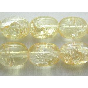 Crackle Glass Beads, barrel, lt.yellow, 12x16mm, 50pcs per st