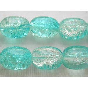 Crackle Glass Beads, barrel, aqua, 12x16mm, 50pcs per st