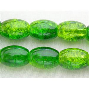 Crackel Oval Glass Beads, 8x11mm, 74 beads per strand