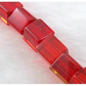 Red Cube Glass Beads, 8x8mm,40pcs per st
