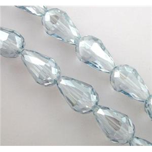chinese crystal glass bead, faceted drip, 10x15mm