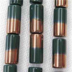 deepgreen Jadeite Glass tube beads, approx 10x20mm
