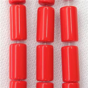 red Jadeite Glass tube beads, approx 10x20mm