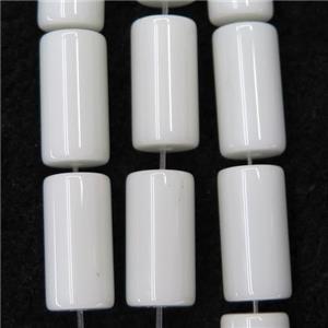 white Jadeite Glass tube beads, approx 10x20mm