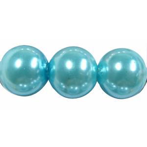 Round Glass Pearl Beads, aqua, 10mm dia,85 beads/strand
