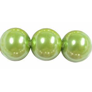 Round Glass Pearl Beads, green, 10mm dia,85 beads/strand