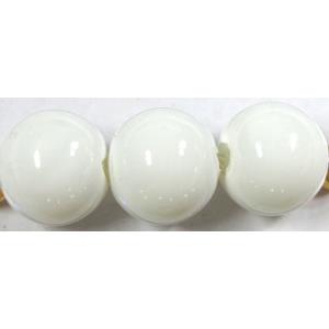 Round Glass Pearl Beads, milk-white, 12mm dia,72 beads/strand