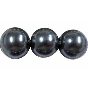 Round Glass Pearl Beads, deep grey, 10mm dia,85 beads/strand
