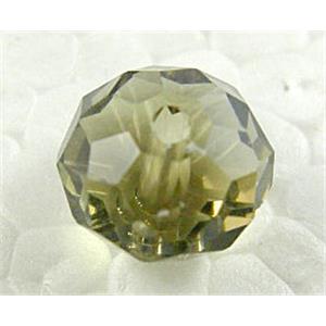 Crystal Glass Beads, Faceted Rondelle, Smoky, 12mm dia, 72pcs per st