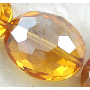 Crystal Glass Beads, faceted, Golden, 16x20mm, 18pcs per st