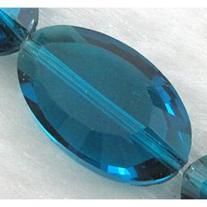 Crystal Glass Beads, faceted, peacock blue, 13x21mm, 20pcs per st