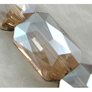 Crystal Glass Beads, faceted rectangle, 13.5x20mm, 18pcs per st