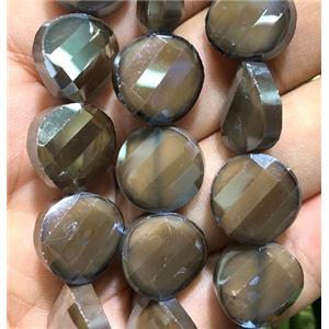 chinese crystal glass beads, faceted twist, coffee, approx 14mm dia, 44pcs per st