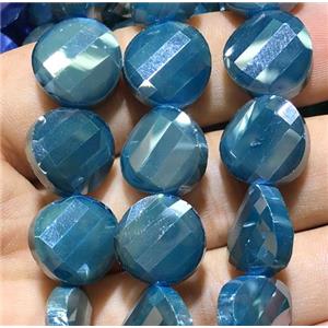 peacock blue chinese crystal glass bead, faceted twist, approx 14mm dia, 44pcs per st