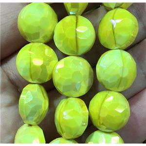 chinese crystal glass bead, faceted circle, olive, approx 14mm dia, 44pcs per st