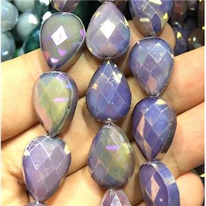 purple chinese crystal glass bead, faceted teardrop, approx 13x18mm, 36pcs per st