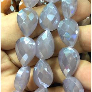chinese crystal glass bead, faceted teardrop, gray, approx 13x18mm, 36pcs per st
