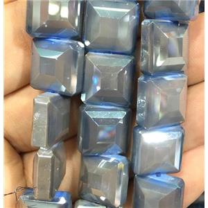 chinese crystal glass bead, faceted square, gray, approx 14x14mm, 44pcs per st