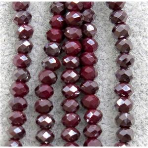 red chinese crystal glass beads, faceted rondelle, AB-color electroplated, approx 2.5x3mm, 150 pcs per st