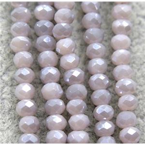 lt.purple chinese crystal glass beads, faceted rondelle, AB-color electroplated, approx 2.5x3mm, 150 pcs per st