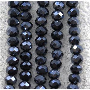 chinese crystal glass beads, faceted rondelle, black, approx 2.5x3mm, 150 pcs per st