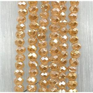 goldchampagne chinese crystal glass beads, faceted rondelle, approx 2.5x3mm, 150 pcs per st