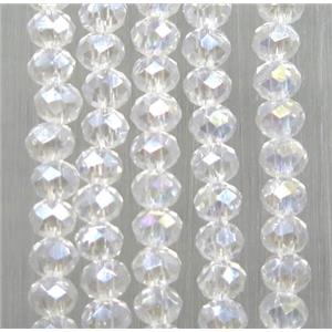 clear chinese crystal glass beads, faceted rondelle, AB-color electroplated, approx 2.5x3mm, 150 pcs per st