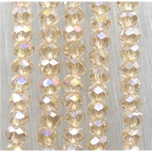 champagne chinese crystal glass beads, faceted rondelle, approx 2.5x3mm, 150 pcs per st
