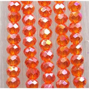 orange chinese crystal glass beads, faceted rondelle, AB-color electroplated, approx 2.5x3mm, 150 pcs per st