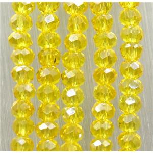 gold chinese crystal glass beads, faceted rondelle, approx 2.5x3mm, 150 pcs per st