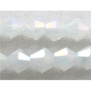Chinese Crystal Beads, Faceted bicone, milk-white AB color, 4mm dia, 120pcs per st